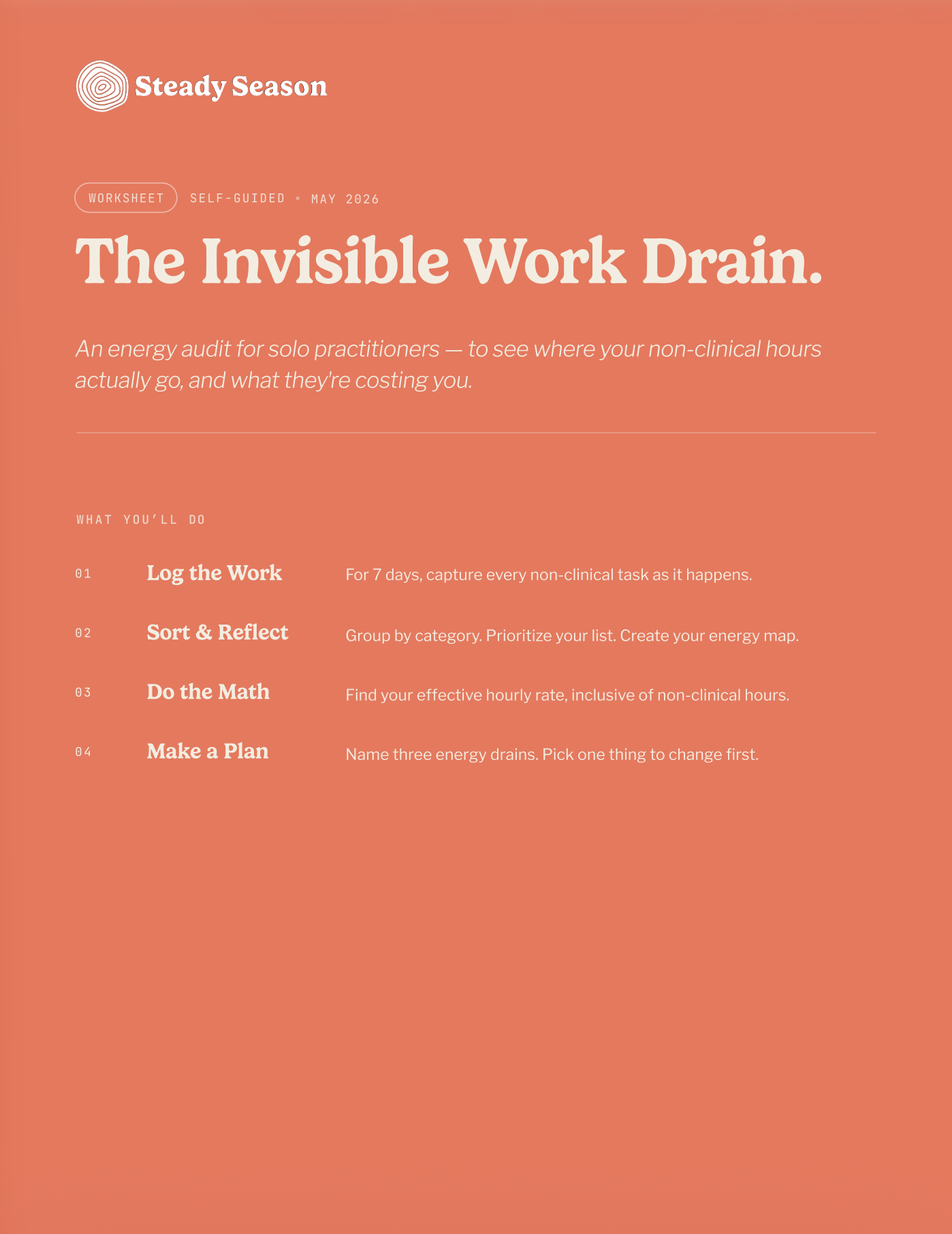Invisible Work Drain worksheet cover page